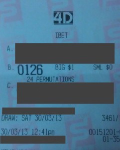 30 March 4D Winning Tickedt